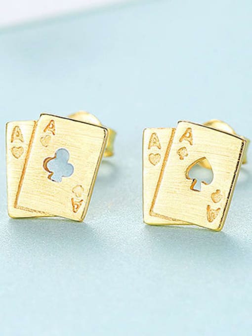 gold 925 Sterling Silver Geometric Minimalist Stud Earring