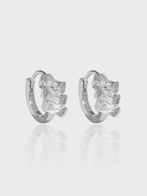 DAKA 925 Sterling Silver Cubic Zirconia Geometric Minimalist Huggie Earring 2