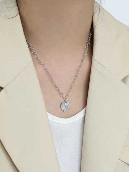 DAKA 925 Sterling Silver Imitation Pearl Leaf Vintage Necklace 3