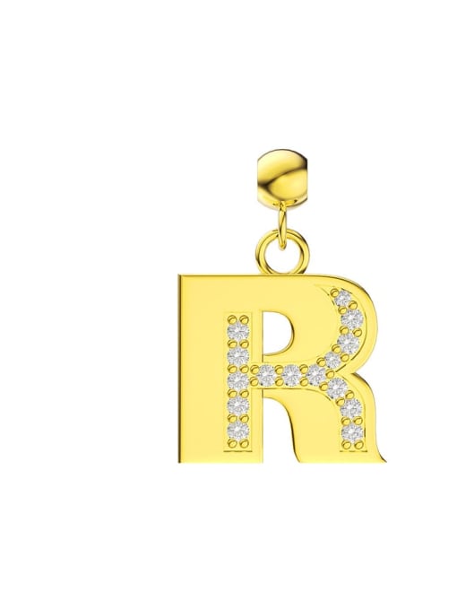 Single Letter R 925 Sterling Silver Cubic Zirconia Letter Minimalist Necklace
