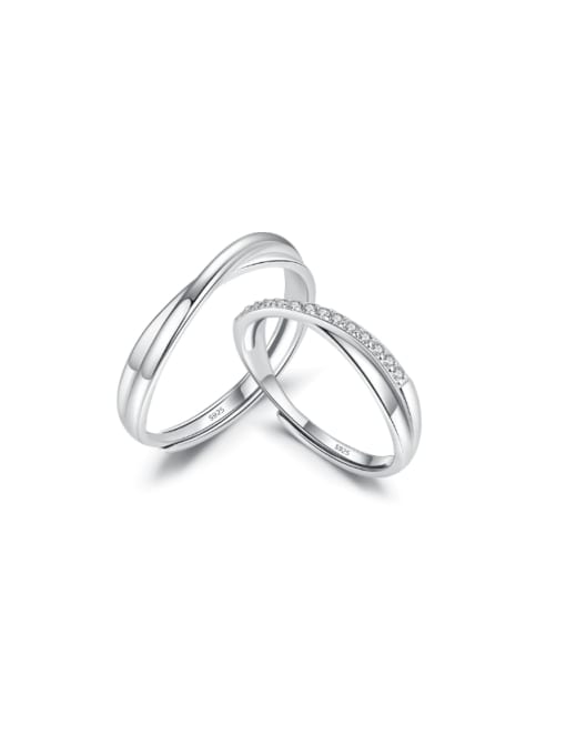 Mobius Ring 925 Sterling Silver Cubic Zirconia Irregular Dainty Couple Ring