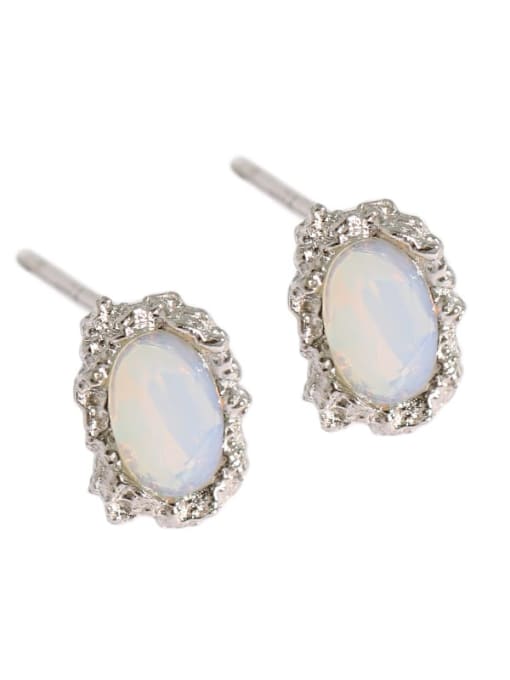 DAKA 925 Sterling Silver Opal Oval Dainty Stud Earring 4