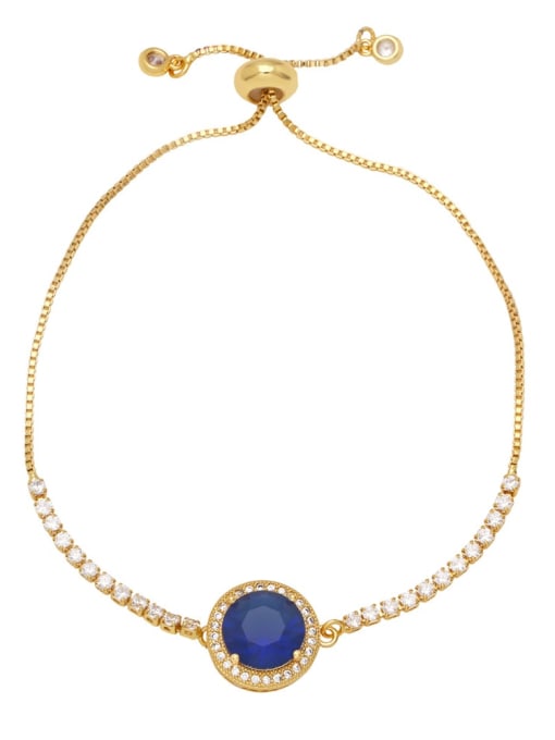 blue Brass Cubic Zirconia Round Trend Bracelet