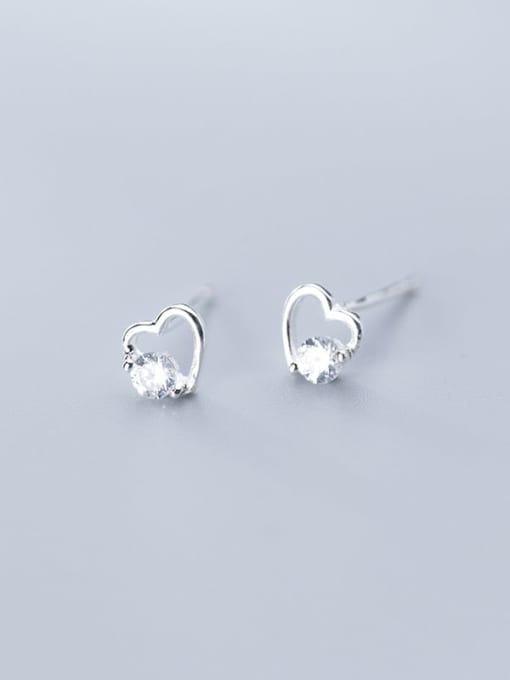 Rosh 925 Sterling Silver With Platinum Plated Minimalist Heart Stud Earrings 1