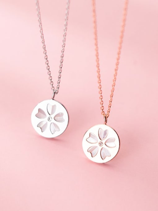 Rosh 925 Sterling Silver Shell Flower Minimalist Necklace