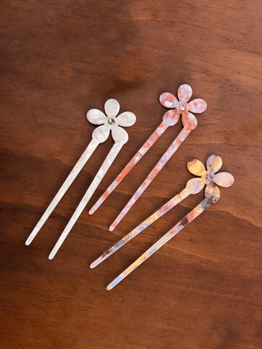 Chimera Cellulose Acetate Minimalist Flower Multi Color Bun Hair Hairpin 0