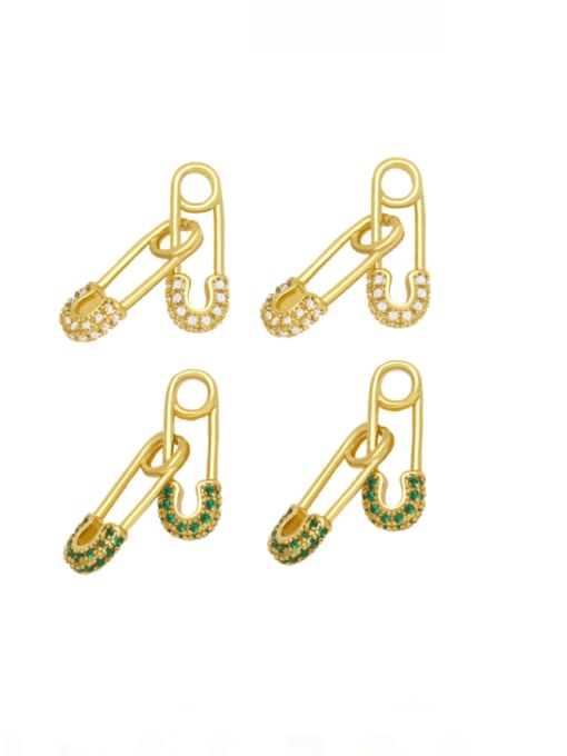 CC Brass Cubic Zirconia Geometric Pin Cute Huggie Earring 0