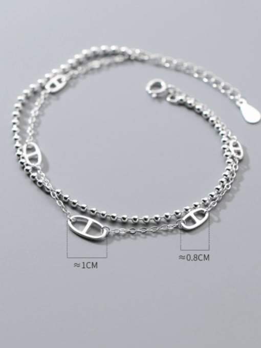 Rosh 925 Sterling Silver Bead Geometric Minimalist Strand Bracelet 2