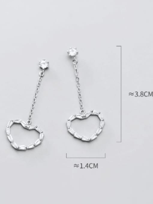Rosh 925 Sterling Silver Cubic Zirconia Heart Minimalist Threader Earring 3