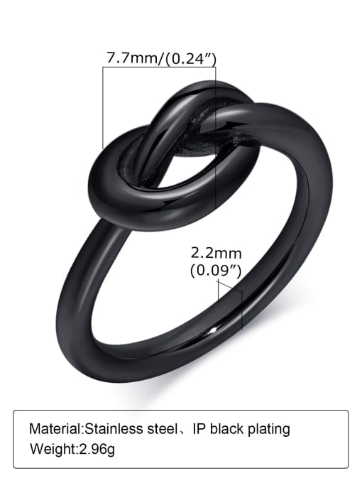 black Stainless steel Geometric Knot Vintage Band Ring
