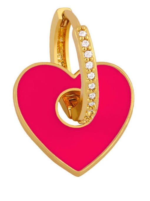 Rose red Brass Enamel Heart Minimalist Drop Earring