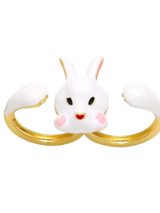 rabbit Brass Enamel Icon Cute Band Ring
