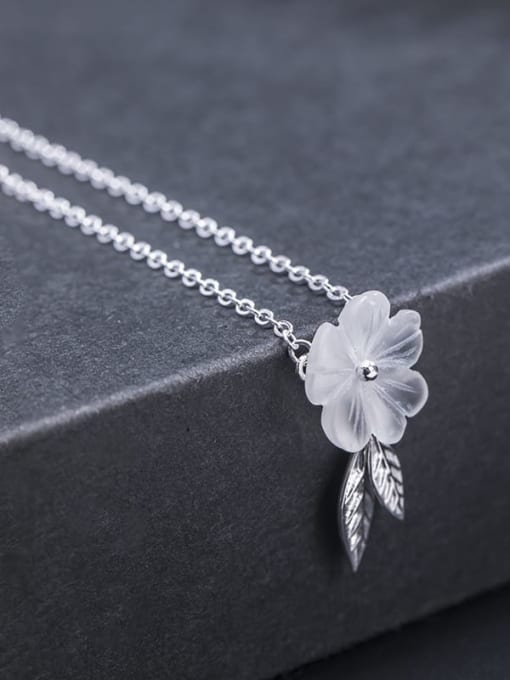 SILVER MI 925 Sterling Silver Crystal Flower Vintage Necklace 1