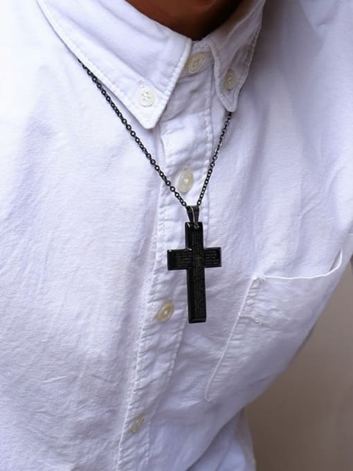 CONG Stainless Steel Letter Cross Minimalist Regligious Necklace 3