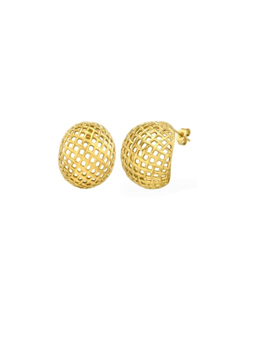 gold Stainless steel Hollow Geometric Hip Hop Stud Earring
