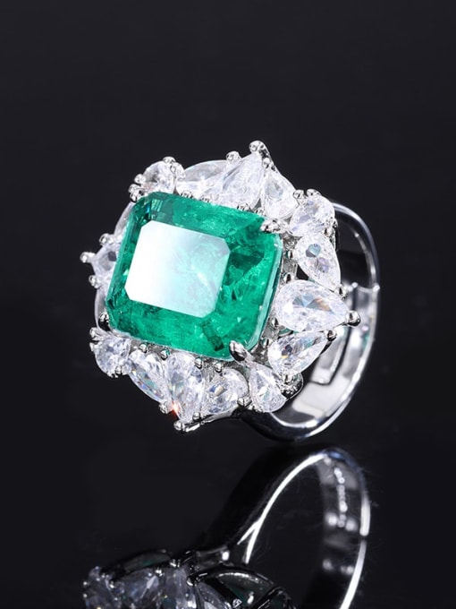 Emerald ring Brass Cubic Zirconia Luxury Geometric Ring and Pendant Set