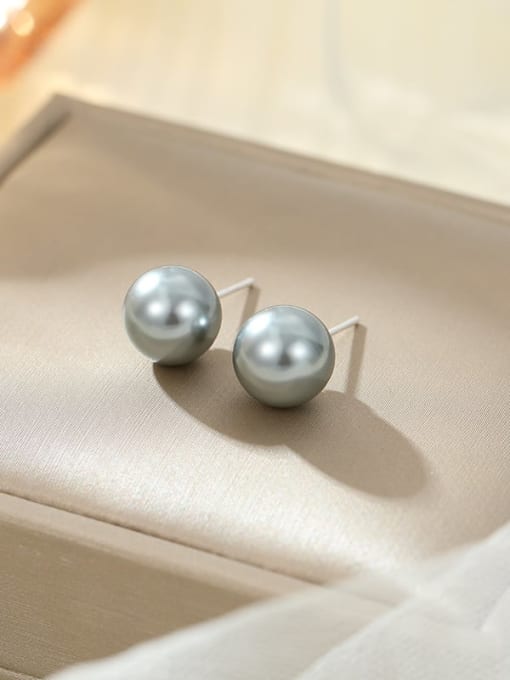 ES2552 【 10mm 】 925 Sterling Silver Imitation Pearl Round Minimalist Stud Earring