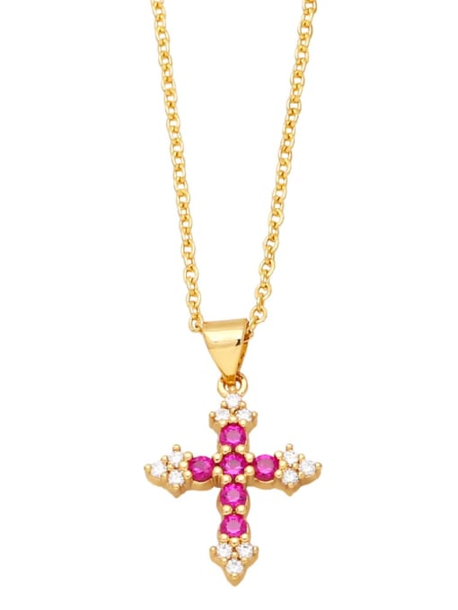 CC Brass Cubic Zirconia Cross Hip Hop Regligious Necklace