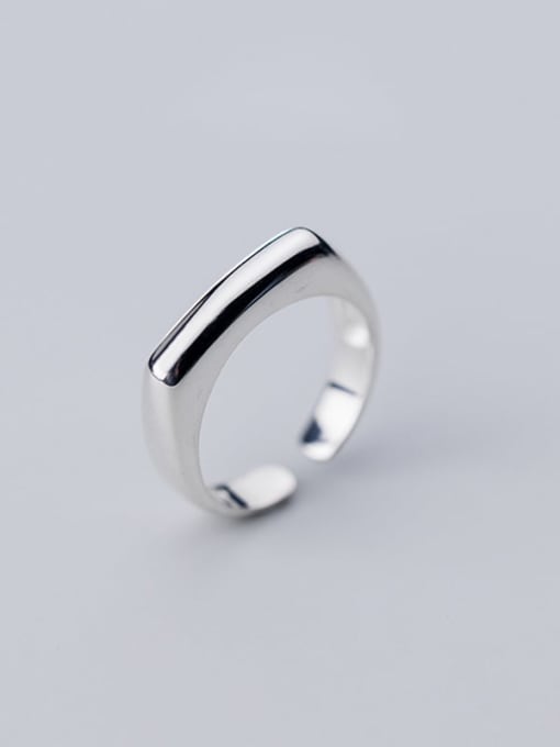 Rosh 925 Sterling Silver Smooth Geometric Minimalist Band Ring 0