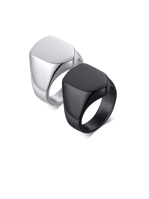 CONG Stainless Steel With White Gold Plated Simplistic  Smooth Geometric Band Rings