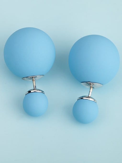 BLING SU Copper Imitation Pearl Enamel  Round Ball Minimalist Stud Earring 3