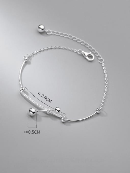 Rosh 925 Sterling Silver Cubic Zirconia Geometric Minimalist Link Bracelet 2