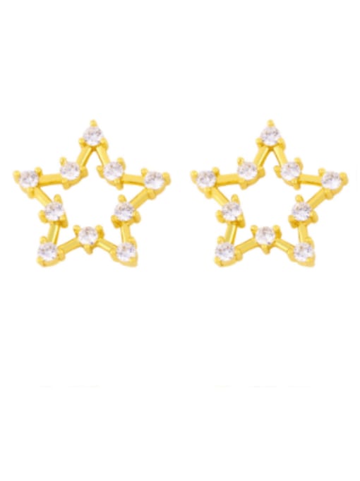 five-pointed star Brass Cubic Zirconia Star Hip Hop Stud Earring