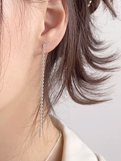 XBOX 925 Sterling Silver Tassel Minimalist Threader Earring 1