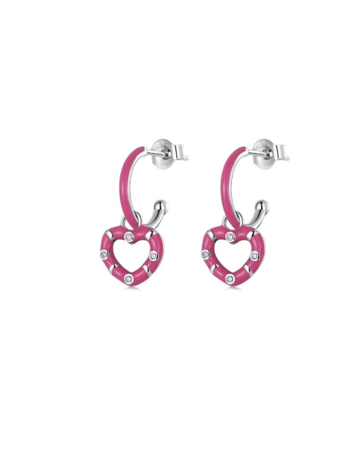 BSE596 925 Sterling Silver Enamel Heart Cute Drop Earring