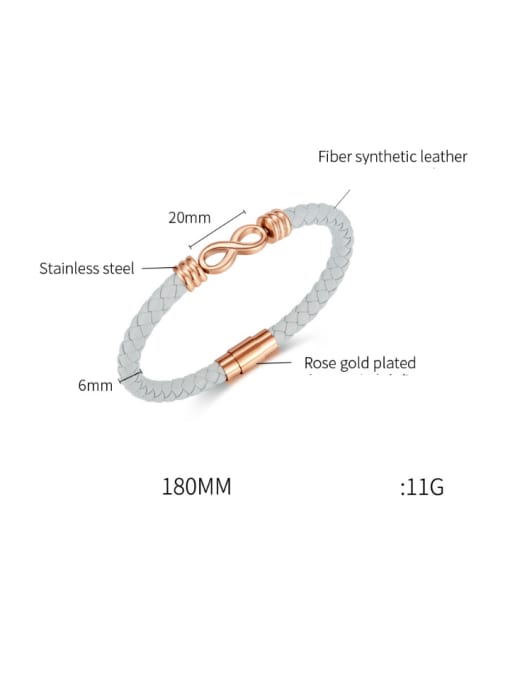 Open Sky Stainless steel Artificial Leather Weave Minimalist Band Bangle 3