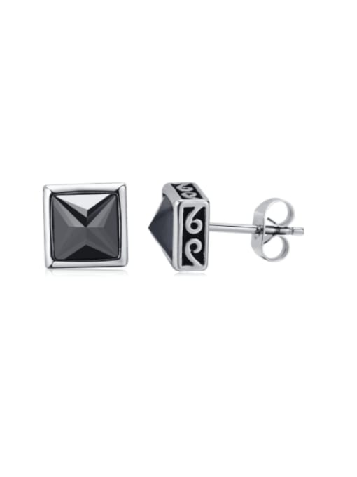 CONG Stainless steel Cubic Zirconia Geometric Hip Hop Stud Earring 0