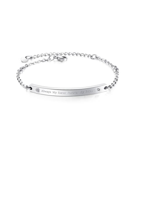 1030-platinum Titanium Rhinestone Geometric Minimalist Bracelets