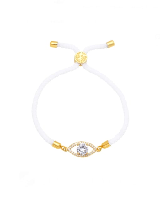 white Brass Cubic Zirconia Weave Evil Eye  Trend Adjustable Bracelet