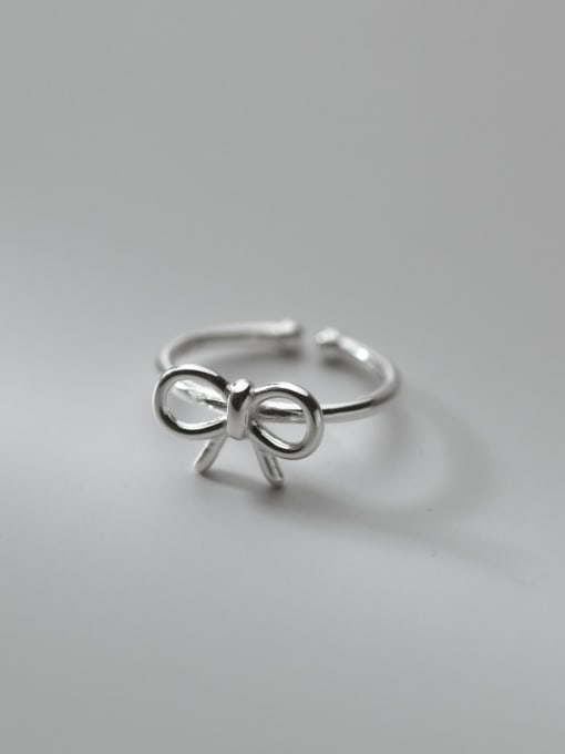Rosh 925 Sterling Silver Bowknot Minimalist Band Ring 0