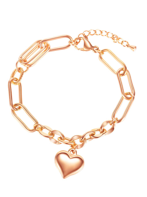 1195 rose gold Titanium Steel Heart Minimalist Link Bracelet