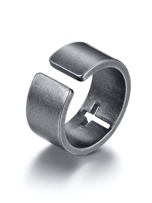 CONG Stainless Steel With Simple Hollow Cross Free Size Rings 3