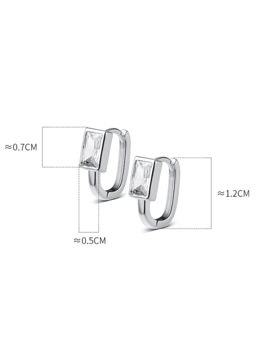 Rosh 925 Sterling Silver Glass Stone Geometric Minimalist Huggie Earring 3