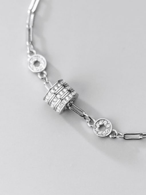 Silver 925 Sterling Silver Cubic Zirconia Geometric Minimalist Link Bracelet