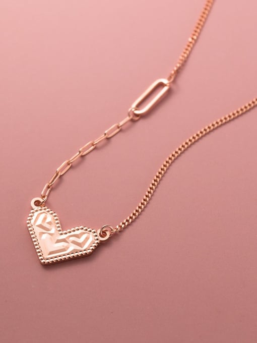 Rose Gold 925 Sterling Silver Heart Minimalist Necklace