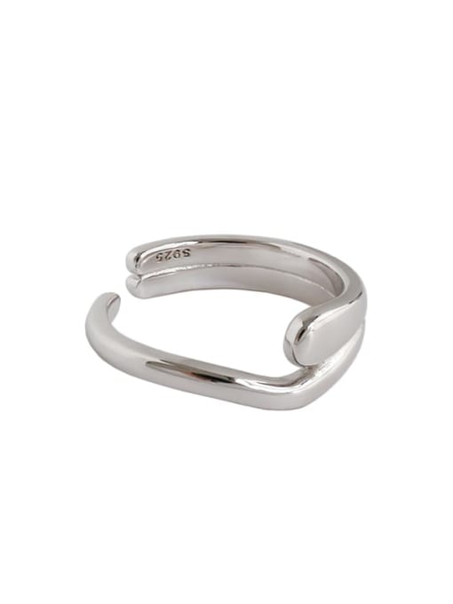 DAKA 925 Sterling Silver Minimalist Heart  Double layer Free Size Midi Ring 0