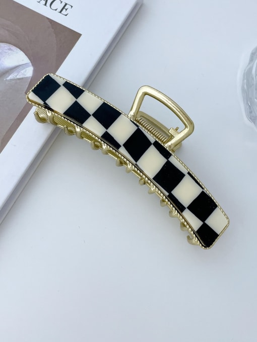 Black and white grid 11.3cm Cellulose Acetate Trend Geometric Alloy Jaw Hair Claw