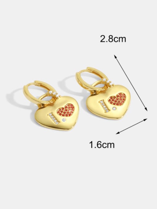 CHARME Brass Cubic Zirconia Heart Vintage Huggie Earring 2