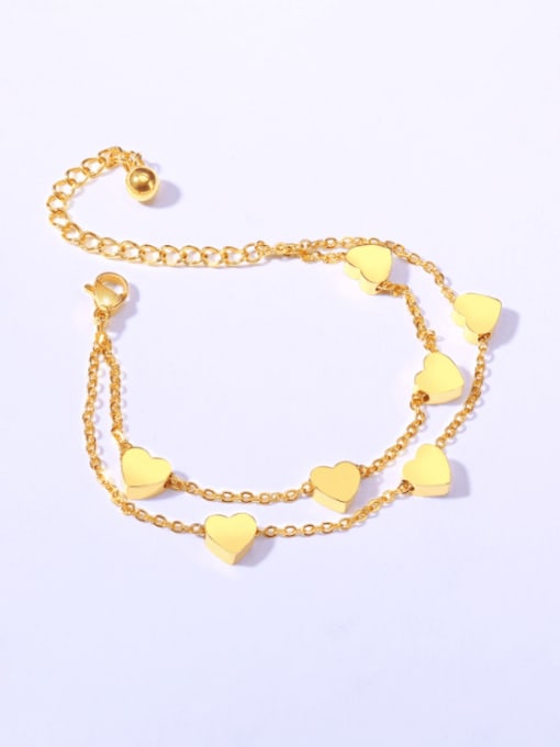Golden Titanium Steel Heart Minimalist Strand Bracelet