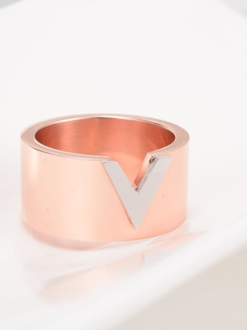 A TEEM Stainless steel Simple V Minimalist Band Ring 3