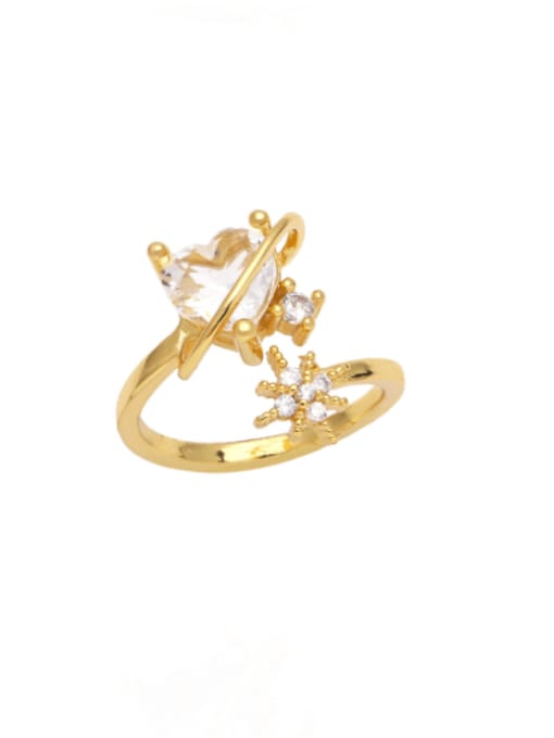 CC Brass Cubic Zirconia Heart Trend Band Ring 3