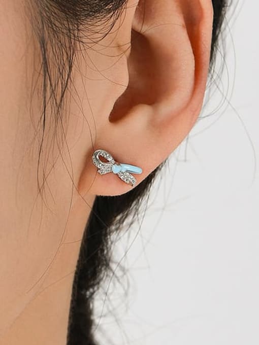 MODN 925 Sterling Silver Enamel Bowknot Minimalist Stud Earring 1