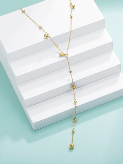 14K gold plated titanium steel Titanium Steel Bead Gold Geometric Trend Lariat Necklace