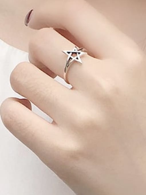 XBOX 925 Sterling Silver Hollow Star Vintage Band Ring 1