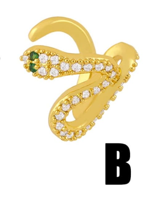 Eru51 B Brass Cubic Zirconia Irregular Vintage Huggie Earring
