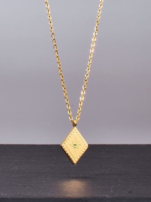 A TEEM Titanium Rhinestone Geometric Minimalist Necklace 0